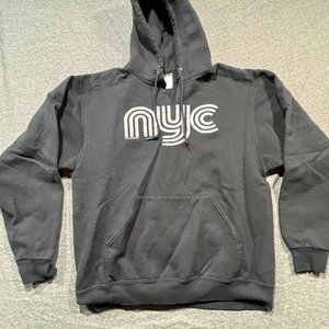 Vintage Hooded Y2K Distressed NYC Sweatshirt Jerzees Size Large
